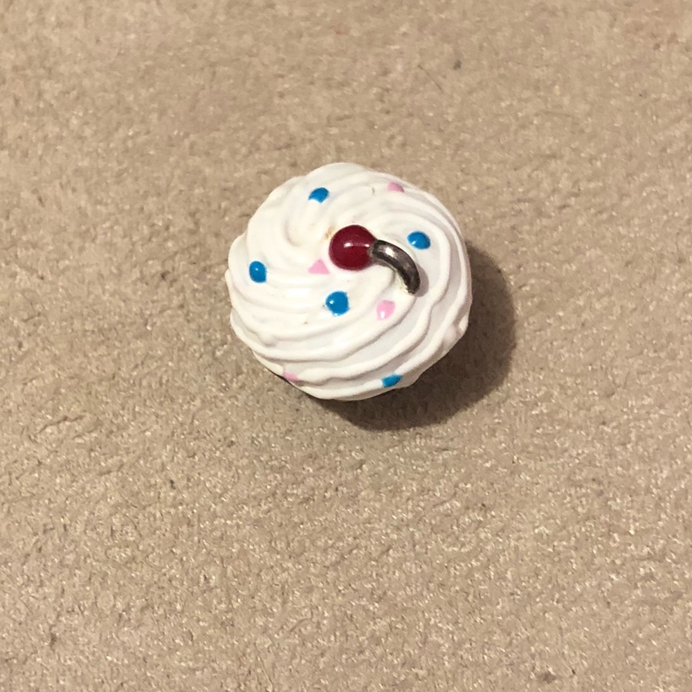 Brighton Cherry Cupcake stopper bead Colored sprinkles on white enamel Retired